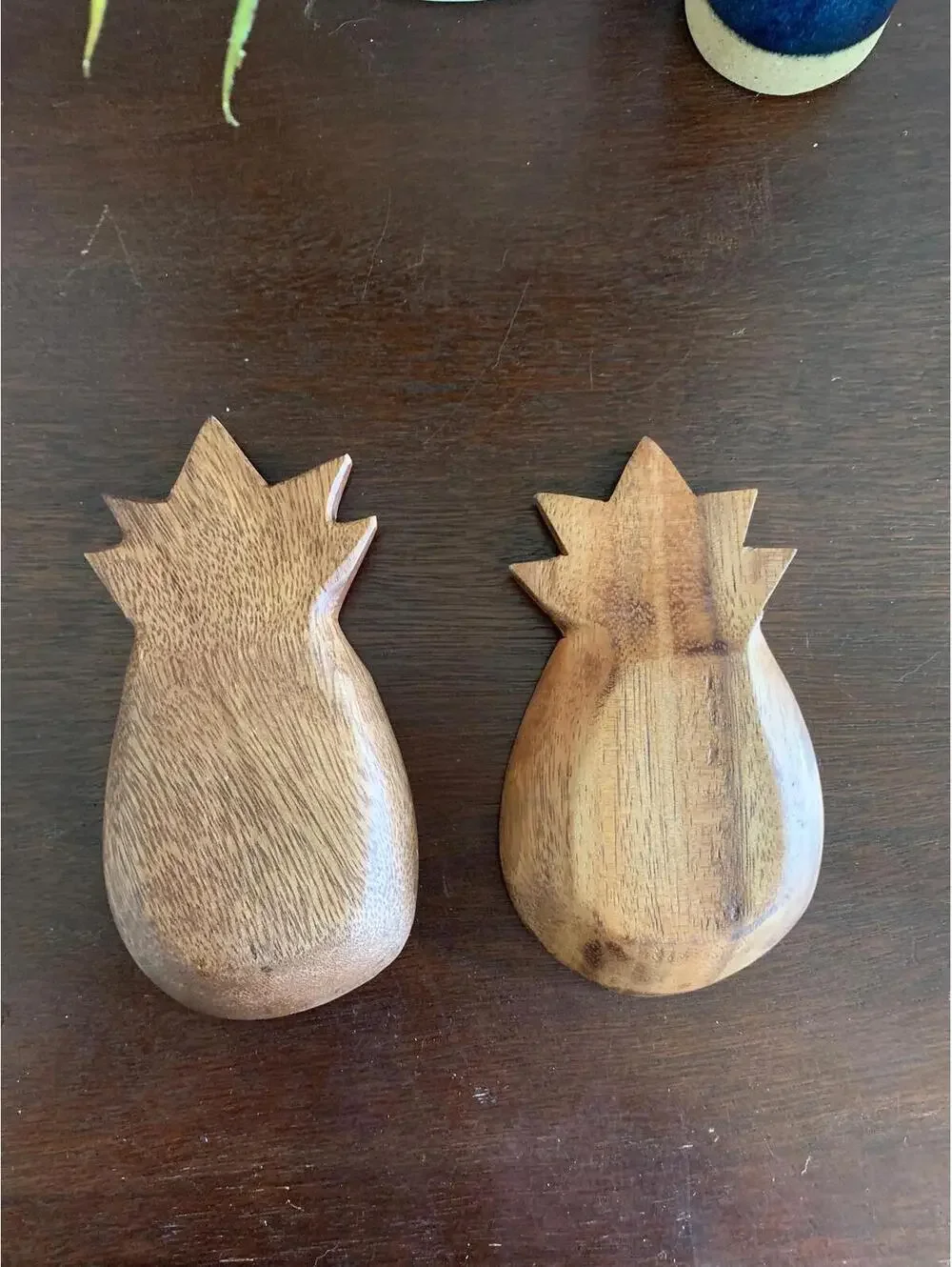 Acacia Wood Pineapple Dish Pair